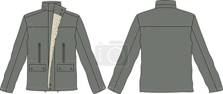 Illustration for Jacket fashion flat sketch template - Royalty Free Image