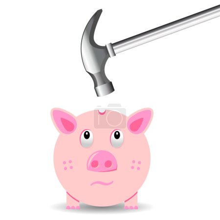 Illustration for Vector illustration of a pig cartoon holding a hammer - Royalty Free Image