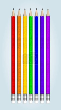 Illustration for Seven multicolored vector pencils - Royalty Free Image