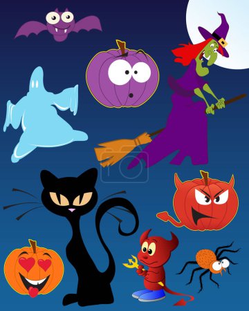 Illustration for Vector set of halloween icons for halloween - Royalty Free Image