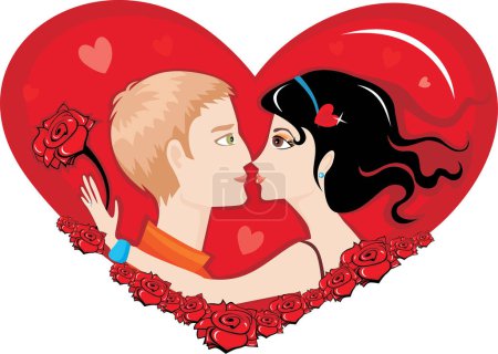 Téléchargez les illustrations : Illustration vectorielle avec couple amoureux - en licence libre de droit