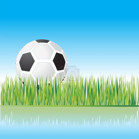 Téléchargez les illustrations : Ballon de football sur herbe verte - en licence libre de droit