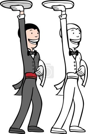 Illustration for Vector illustration of two waiters - Royalty Free Image