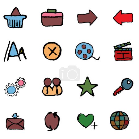 Ilustración de Conjunto de iconos de negocio y de comunicación, ilustración vectorial - Imagen libre de derechos