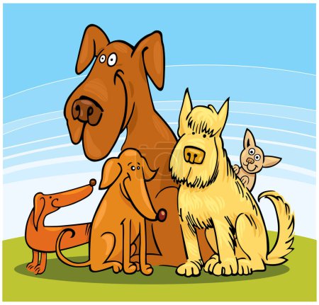 vector illustration of cartoon dogs and cat