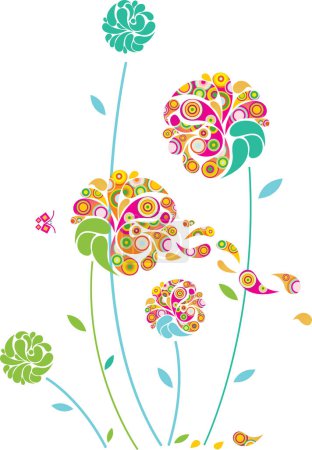 Illustration for Floral vector background with colorful flowers - Royalty Free Image