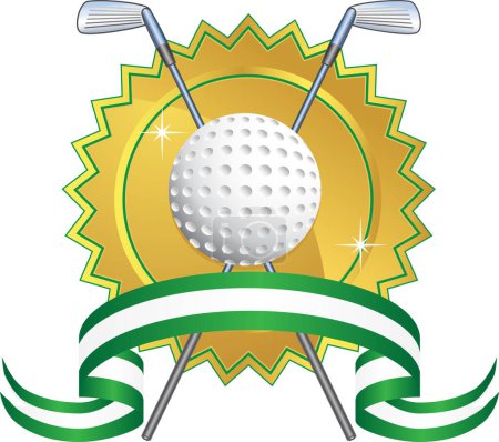 Téléchargez les illustrations : Emblème du golf sur le terrain de golf - en licence libre de droit