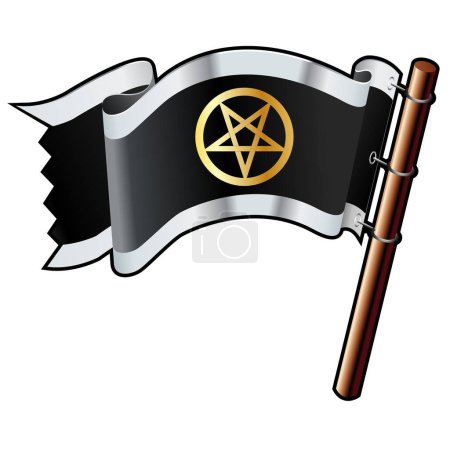 Ilustración de Icono religioso pentagrama en negro, plata y oro vector bandera buena para su uso en sitios web, en la impresión, o en materiales promocionales - Imagen libre de derechos