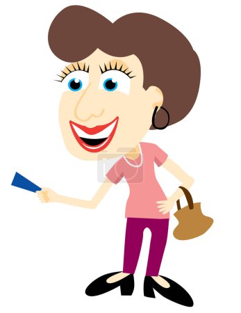 Téléchargez les illustrations : Illustration vectorielle d'une dame utilisant une carte de crédit
. - en licence libre de droit