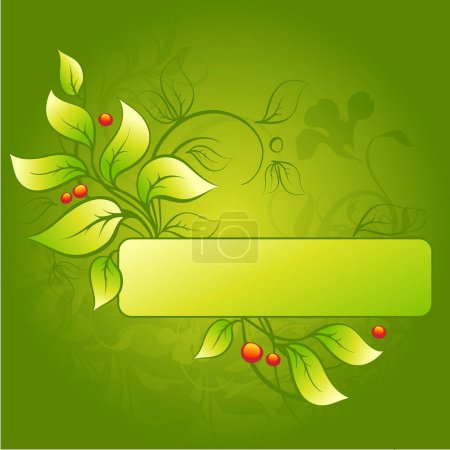 Illustration for Christmas background with green background and holly leaves - Royalty Free Image