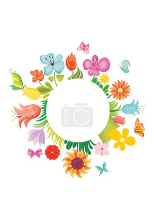 Téléchargez les illustrations : Vecteur printemps floral cadre. - en licence libre de droit