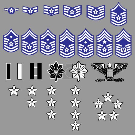 Ilustración de Conjunto de iconos militares aislados en gris - Imagen libre de derechos