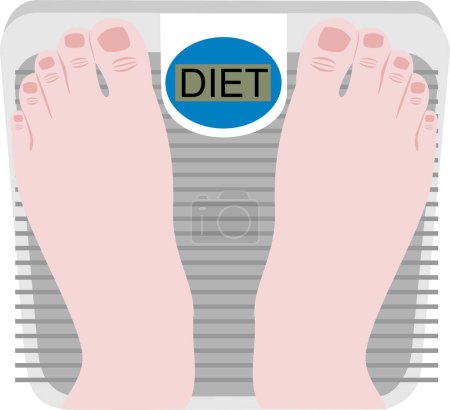 Illustration for Diet concept, scales with feet - Royalty Free Image