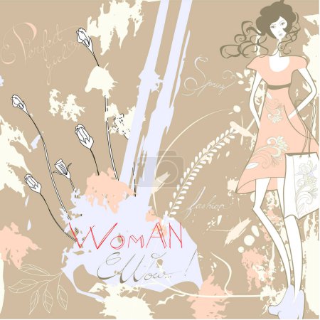 Ilustración de Mujer de moda con bolsa de compras - Imagen libre de derechos