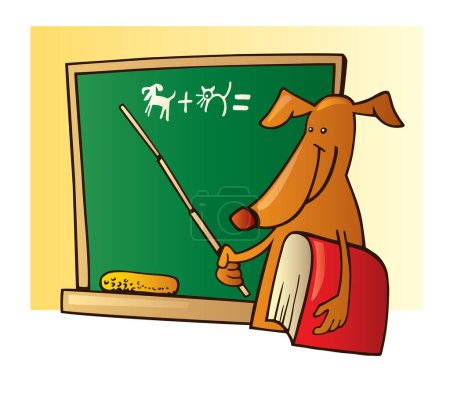 Illustration for Illustration of a cute dog and a blackboard - Royalty Free Image