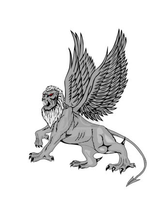 Téléchargez les illustrations : Illustration vectorielle du lion aux ailes - en licence libre de droit