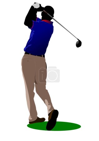 Téléchargez les illustrations : Golfeur jouant illustration vectorielle - en licence libre de droit