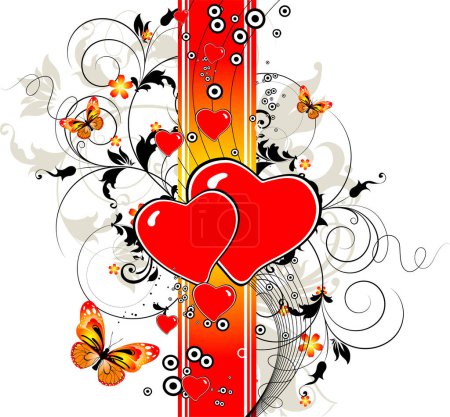 Téléchargez les illustrations : Coeur avec ornement floral - en licence libre de droit