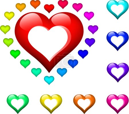 Illustration for Set of colorful hearts - Royalty Free Image