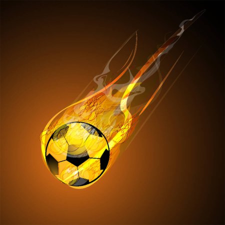 Téléchargez les illustrations : Illustration vectorielle de ballon de football abstrait avec flammes - en licence libre de droit