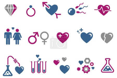 Ilustración de Conjunto de iconos editables simples como corazones, símbolos femeninos y femeninos - Imagen libre de derechos