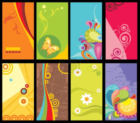 Ilustración de Elementos coloridos de diseño floral - Imagen libre de derechos