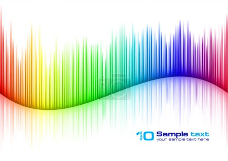Ilustración de Forma de onda de sonido colorido sobre fondo blanco - Imagen libre de derechos