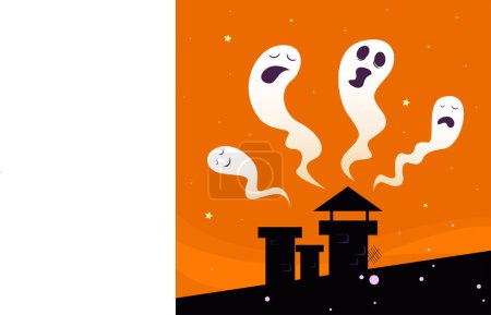 Illustration for Halloween ghosts in the sky. vector - Royalty Free Image