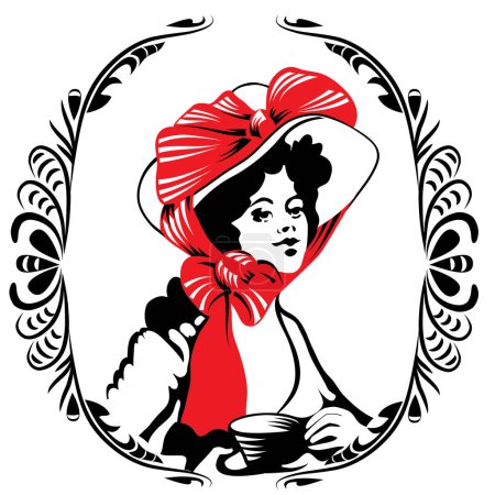 Illustration for Vintage girl with a hat  illustration - Royalty Free Image