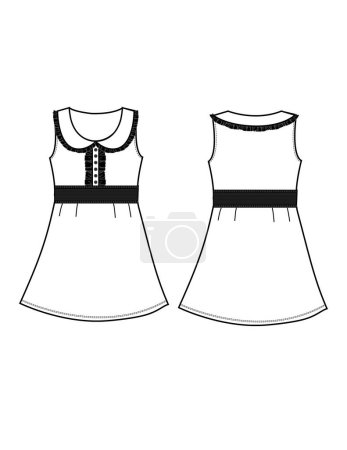 Illustration for Technical fashion technical drawing of dress - Royalty Free Image