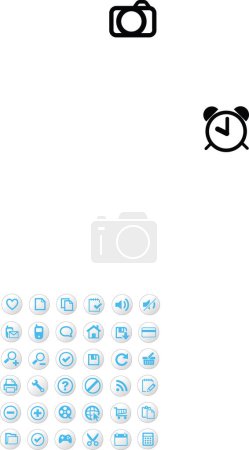 Téléchargez les illustrations : Ensemble d'icônes de communication bleue - en licence libre de droit