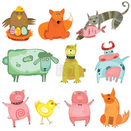Illustration for Set of cartoon animals - Royalty Free Image