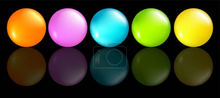 Téléchargez les illustrations : Sphères colorées sur fond noir - en licence libre de droit