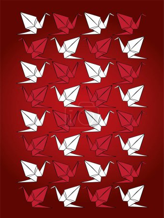 Illustration for Red paper origami birds - Royalty Free Image