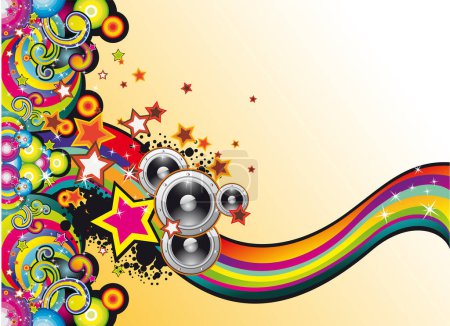 Ilustración de Banner colorido de la música, ilustración del vector - Imagen libre de derechos