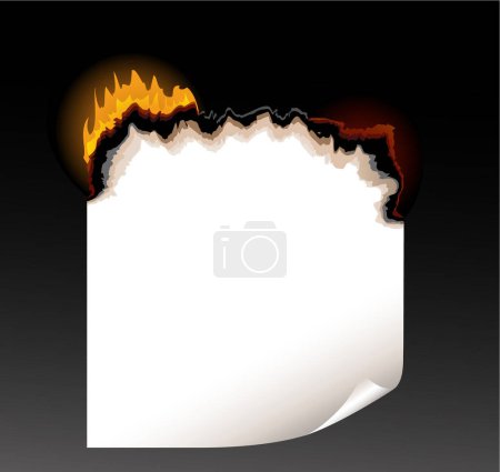Illustration for Burning paper on black background, vector illustration. - Royalty Free Image