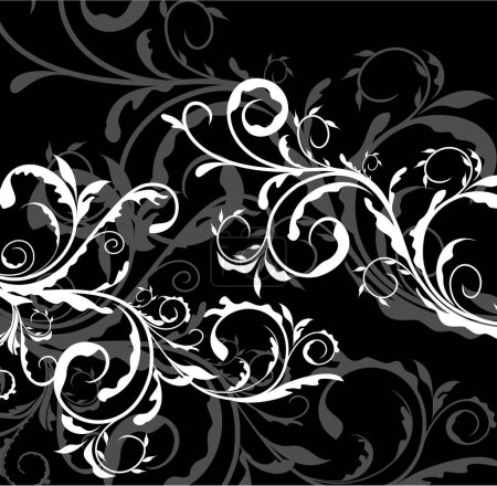 Ilustración de Ornamento floral en colores blanco y negro - Imagen libre de derechos