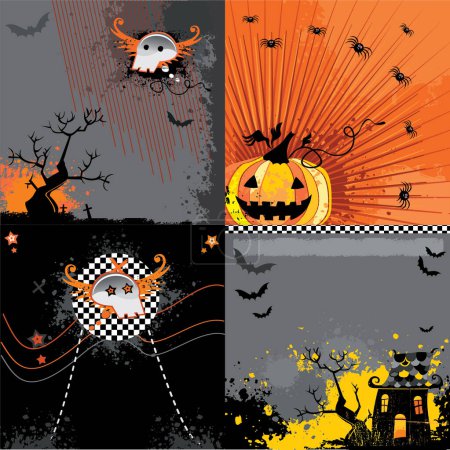 Illustration for Halloween backgrounds set, modern vector illustration - Royalty Free Image