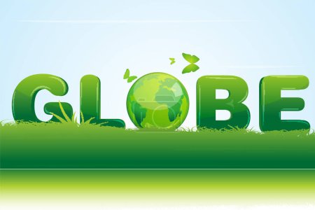 Téléchargez les illustrations : Globe terrestre avec texte vert. - en licence libre de droit