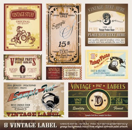 Ilustración de Etiquetas vintage e insignias vector de fondo - Imagen libre de derechos