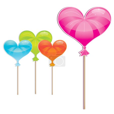 Illustration for Heart shaped lollipops on white background - Royalty Free Image