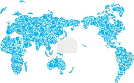 Téléchargez les illustrations : Carte du monde, bulles - en licence libre de droit
