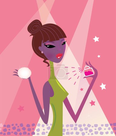 Illustration for Girl doing  make up. vector illustration - Royalty Free Image