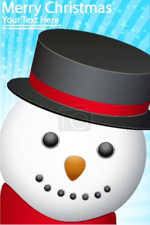 Illustration for Christmas greeting card with snowman - Royalty Free Image