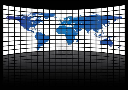 Téléchargez les illustrations : Carte du monde avec fond pixel art - en licence libre de droit
