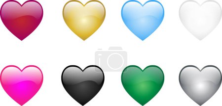Téléchargez les illustrations : Ensemble d'icônes de cœur. Illustration vectorielle - en licence libre de droit