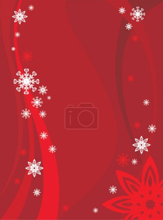 Illustration for Red christmas background with white snowflakes - Royalty Free Image