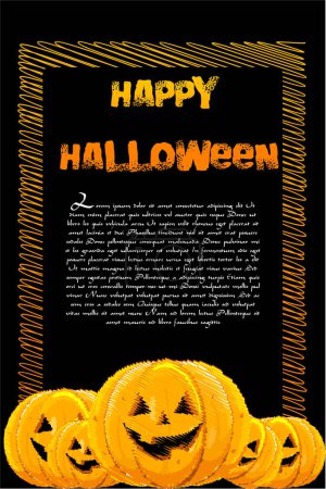 Ilustración de Tarjeta de felicitación de Halloween con calabazas - Imagen libre de derechos