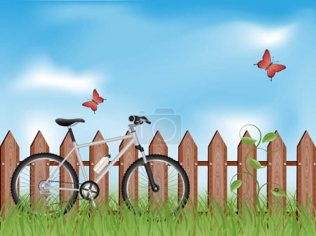 Illustration for Bicycle in the garden. - Royalty Free Image