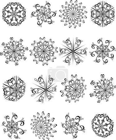 Illustration for Vector illustration of christmas snowflakes on whit background - Royalty Free Image